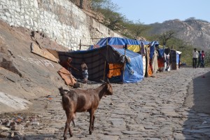 Walking up to the first temple, passing by people's homes