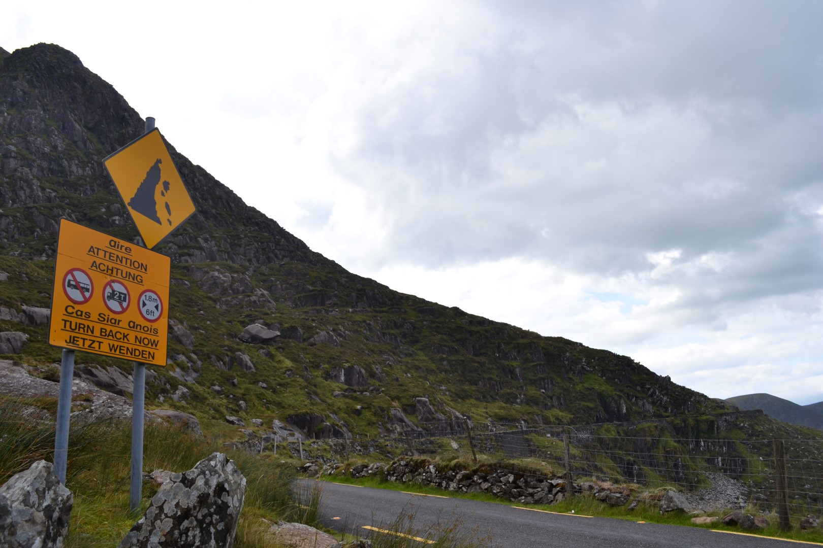You know it's not good when the sign says to turn around! -Connor's Pass, Ireland