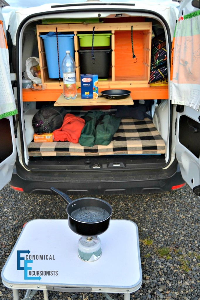 campervan in Iceland Cooking
