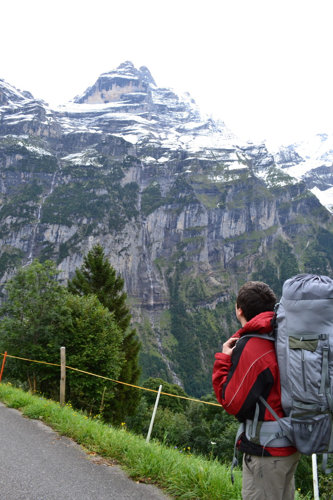 Mr. E.E. Hiking through the Swiss Alps